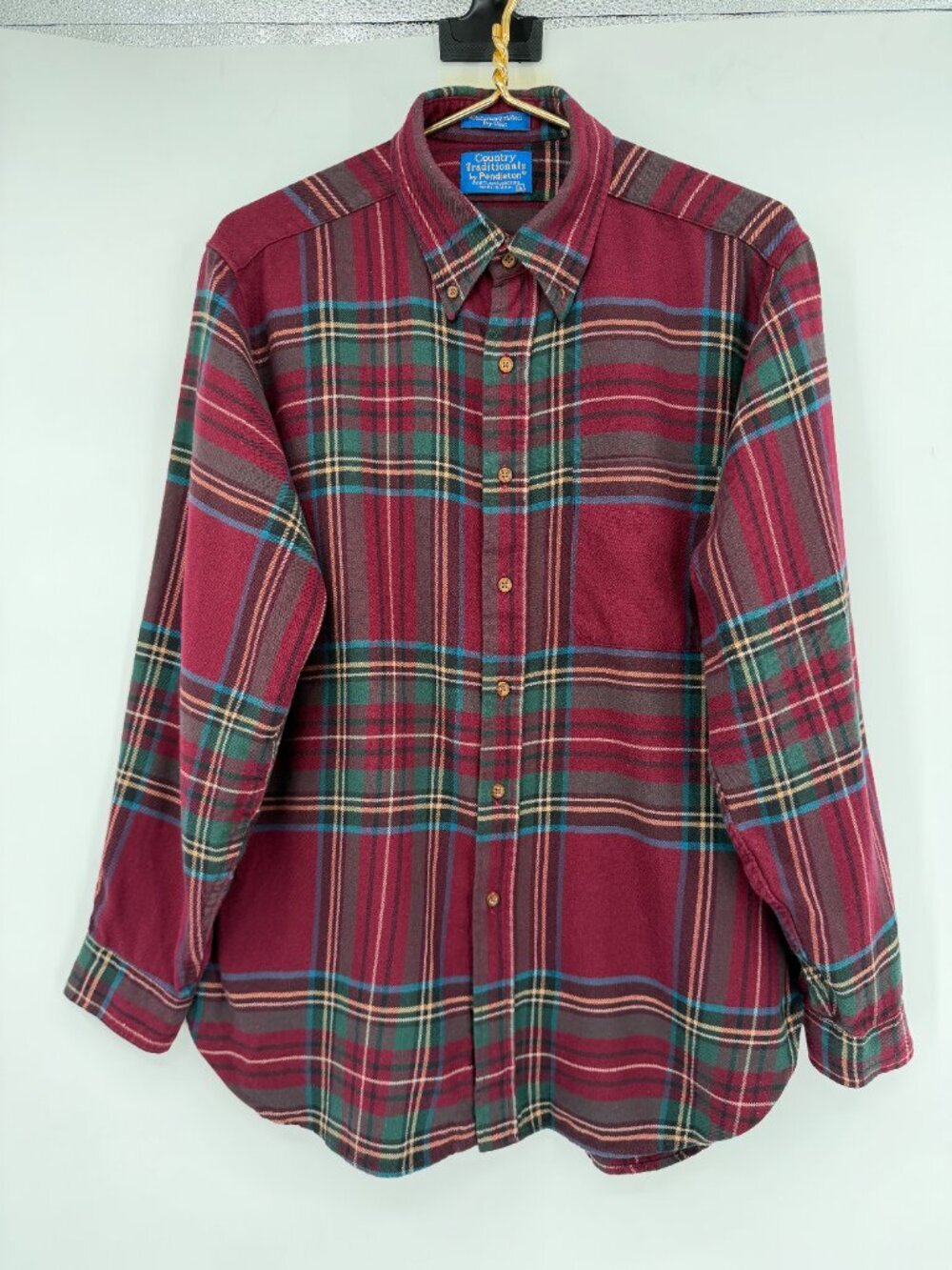 VTG Pendleton Country Traditionals Men's L Plaid Wool Blend Button Down Shirt
